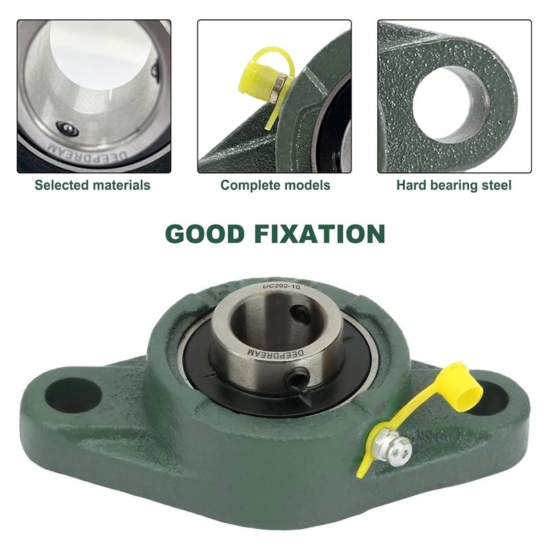 DEEPDREAM 2 Pcs of UCFL202-10 Pillow Block Bearing 5/8 inch Bore, 2 Bolt Flange Mounted, Self Alignment - Image 3